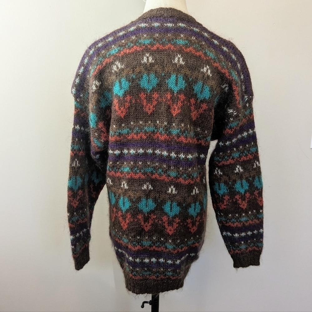 Vintage Southwestern Shaggy  Mohair‎ Cardigan Fuzzy 90s - Picture 3 of 10